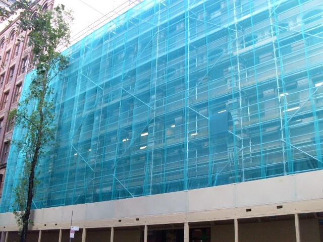 scaffolding with hoarding