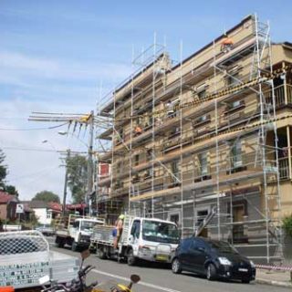 mr scaffold hire equipment erected on sandstone building