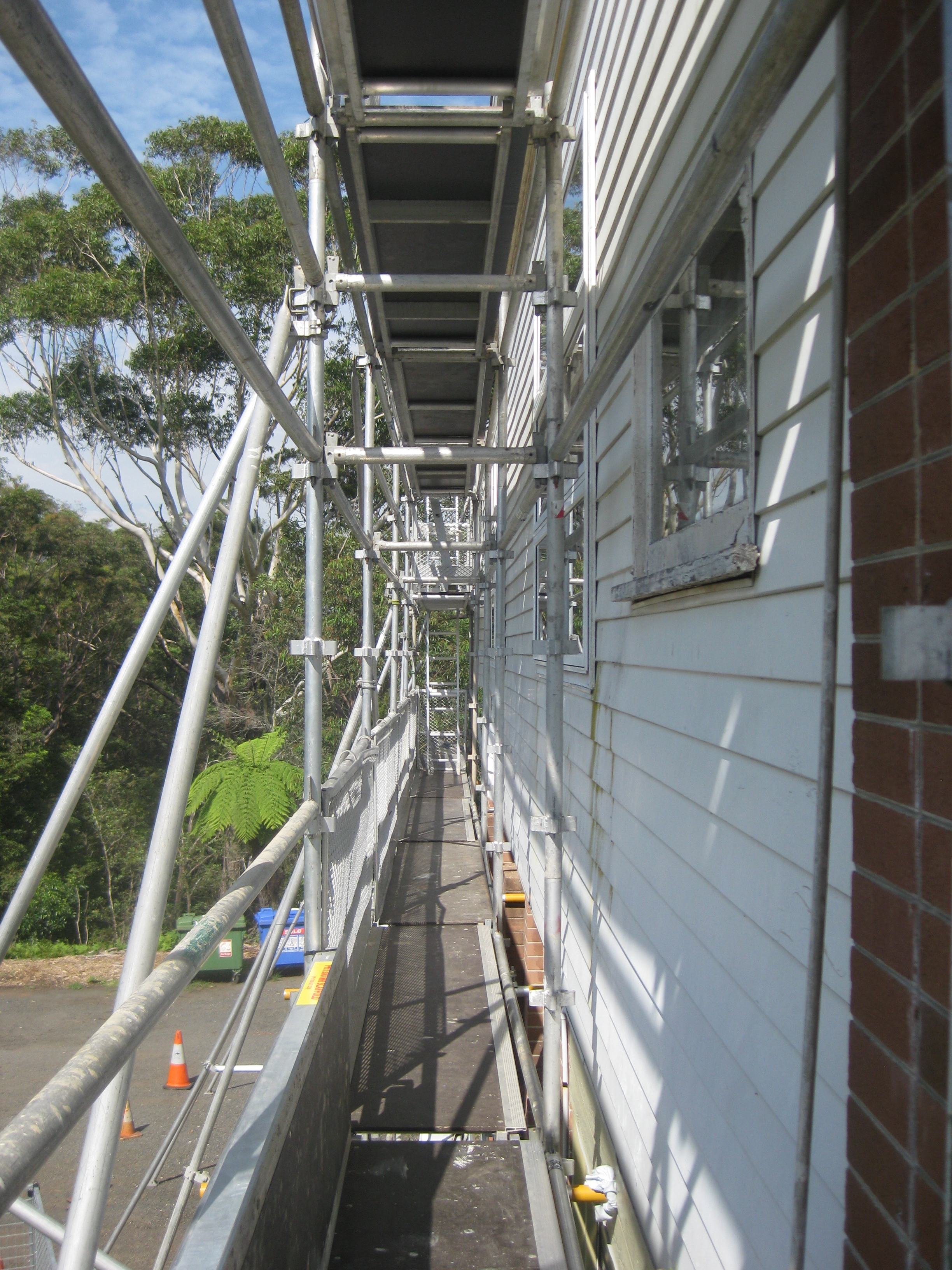 scaffold on outside wall